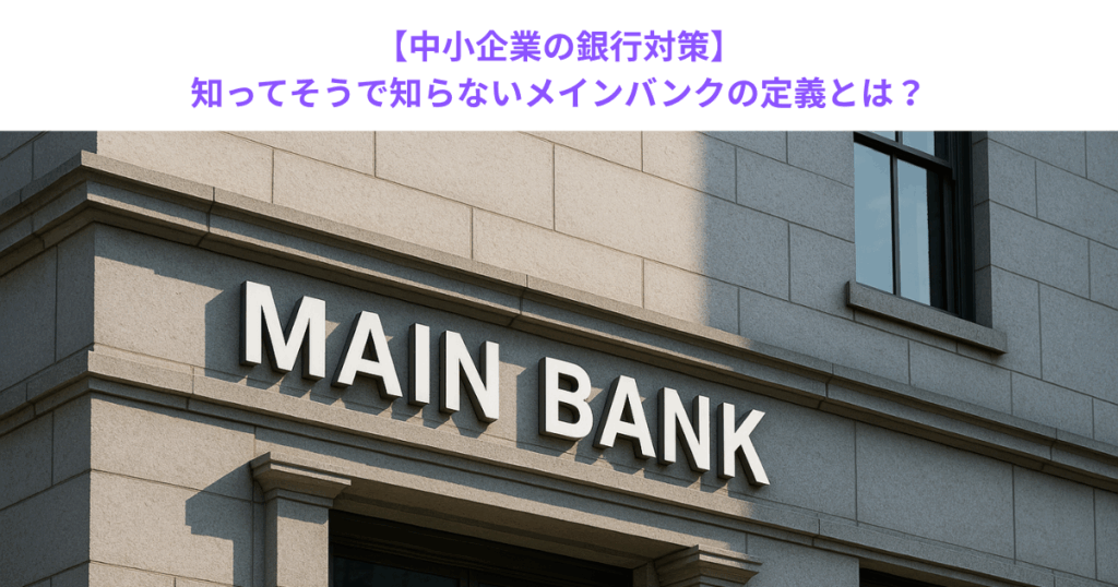 【中小企業の銀行対策】知ってそうで知らないメインバンクの定義とは？