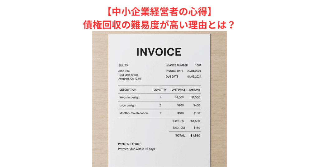 【中小企業経営者の心得】債権回収の難易度が高い理由とは?