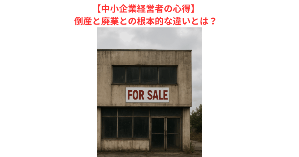 【中小企業経営者の心得】倒産と廃業との根本的な違いとは?