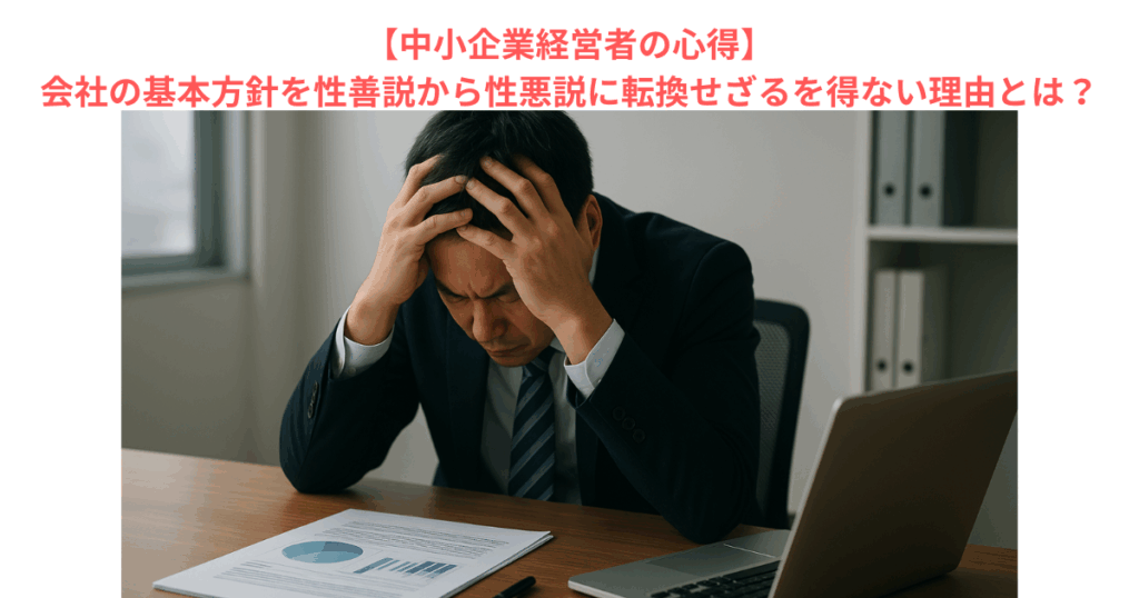 【中小企業経営者の心得】会社の基本方針を性善説から性悪説に転換せざるを得ない理由とは?