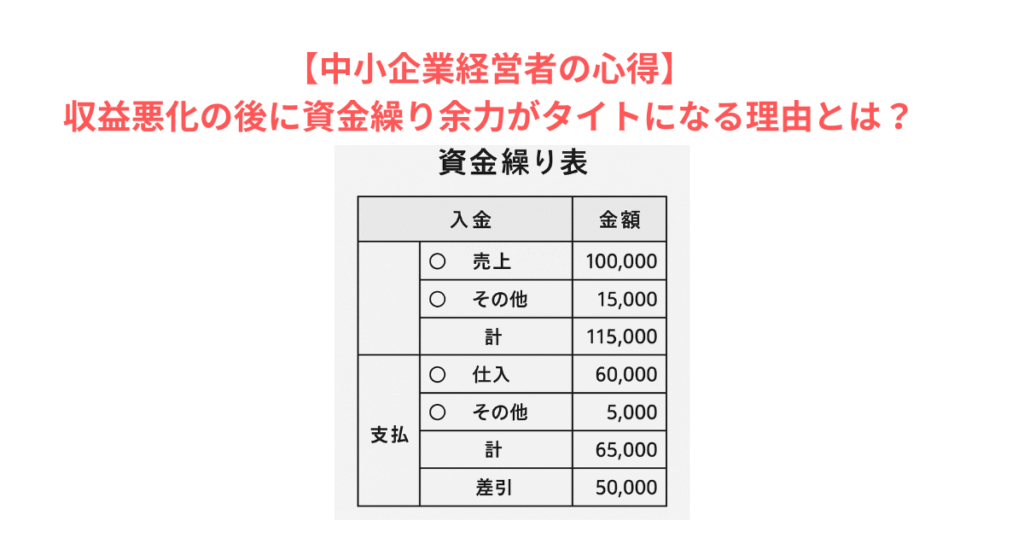 【中小企業経営者の心得】収益悪化の後に資金繰り余力がタイトになる理由とは?