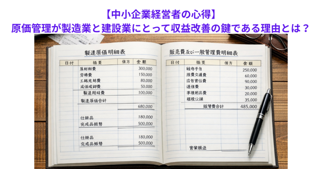 【中小企業経営者の心得】原価管理が製造業と建設業にとって収益改善の鍵である理由とは？