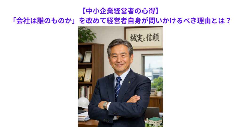 【中小企業経営者の心得】「会社は誰のものか」を改めて経営者自身が問いかけるべき理由とは？