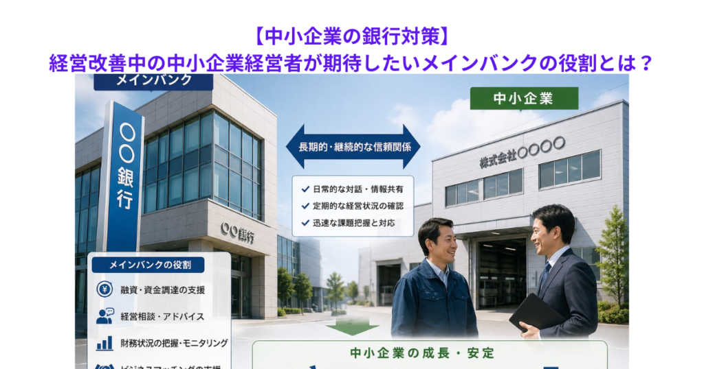 【中小企業の銀行対策】経営改善中の中小企業経営者が期待したいメインバンクの役割とは?