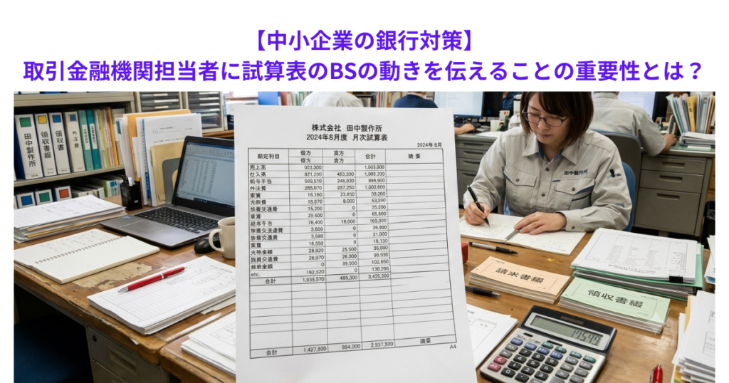 【中小企業の銀行対策】取引金融機関担当者に試算表のBSの動きを伝えることの重要性とは？