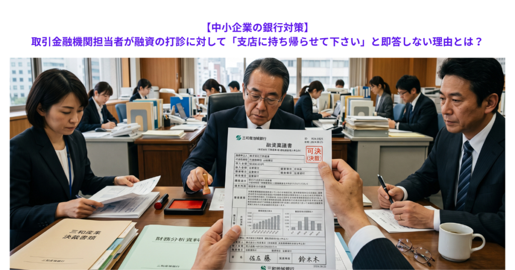 【中小企業の銀行対策】取引金融機関担当者が融資の打診に対して「支店に持ち帰らせて下さい」と即答しない理由とは?