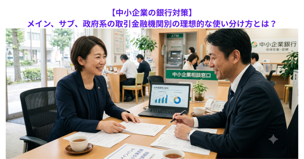 【中小企業の銀行対策】メイン、サブ、政府系の取引金融機関別の理想的な使い分け方とは？
