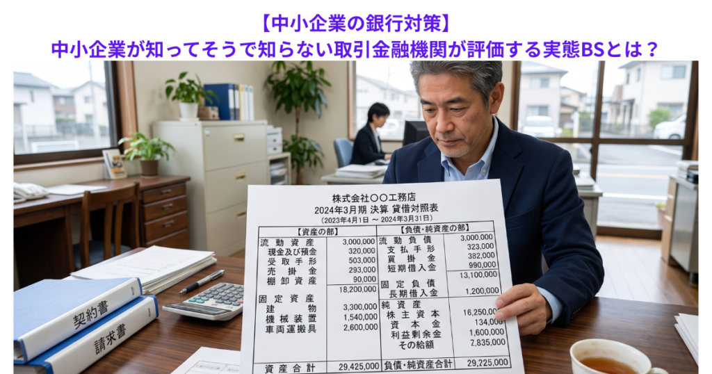 【中小企業の銀行対策】中小企業が知ってそうで知らない取引金融機関が評価する実態BSとは？